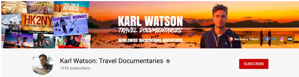 Travel YouTube channels : Karl Watson