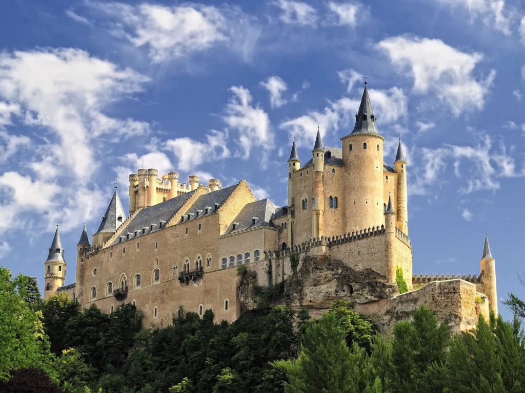 View of the Alcázar de Segovia  castle on a sunny day