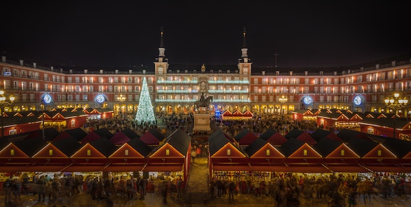 Christmas market at Plaza Mayor Square in Madrid