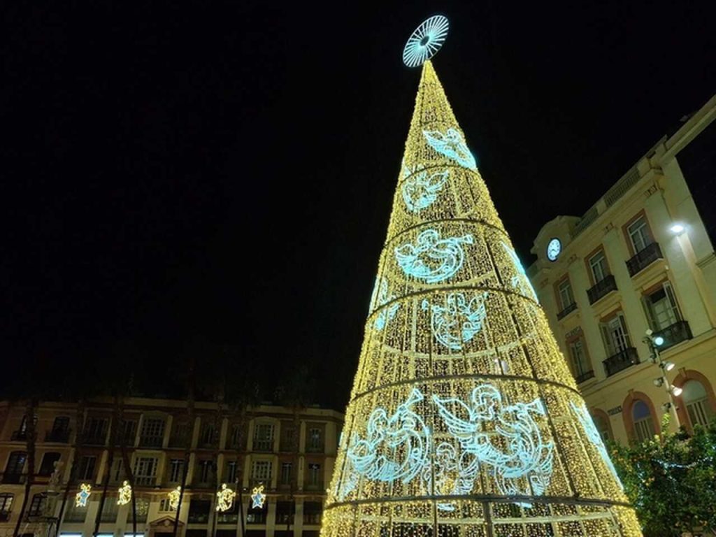 Christmas tree in the most important square in Malaga (Plaza de la Constitucion)