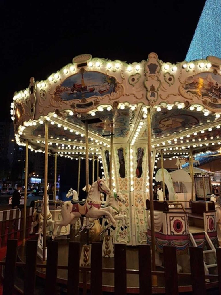 Christmas carousel at the market at El Corte Ingles in Malaga