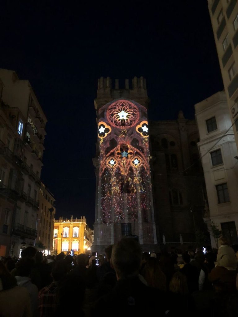 Light map on the Cathedral of Malaga