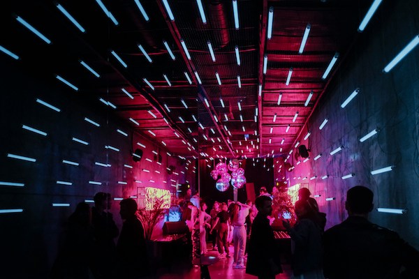 People dancing at the club on New Year's Eve in Barcelona