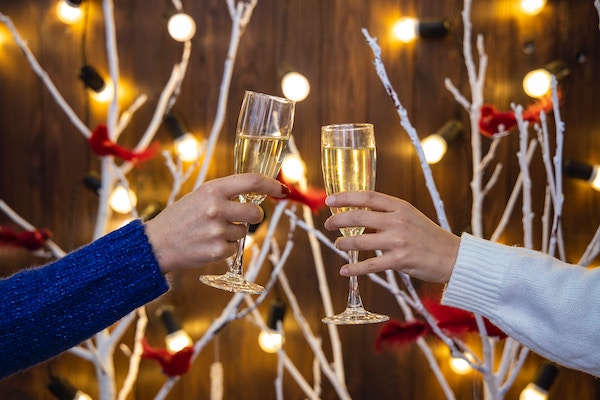 celebrating New Year's Eve in Barcelona with champagne