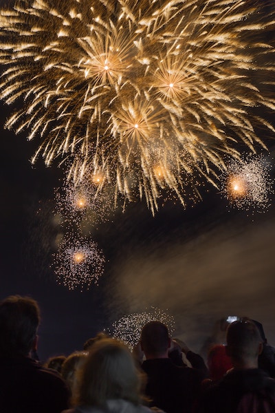 Firework show on New Year's Eve in Barcelona 2024