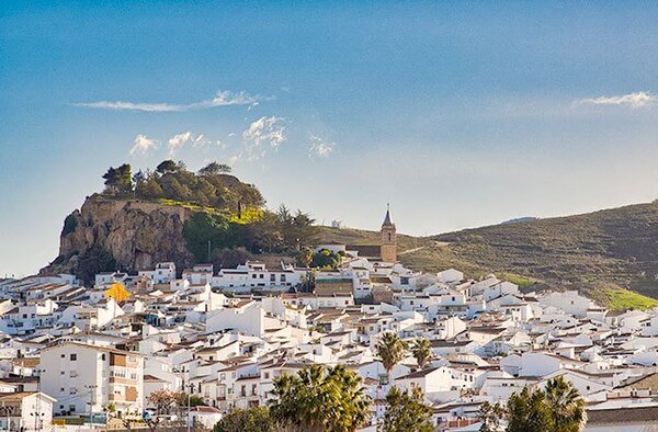 View of the houses, hills of the city of Ardales