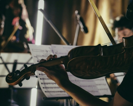 A person playing a violin.