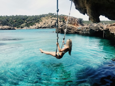 swing over the water in ibiza