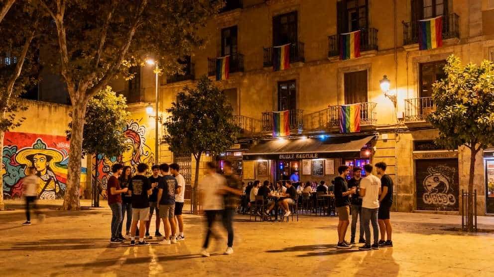 late night street scene at Alameda de Hércules square in Seville