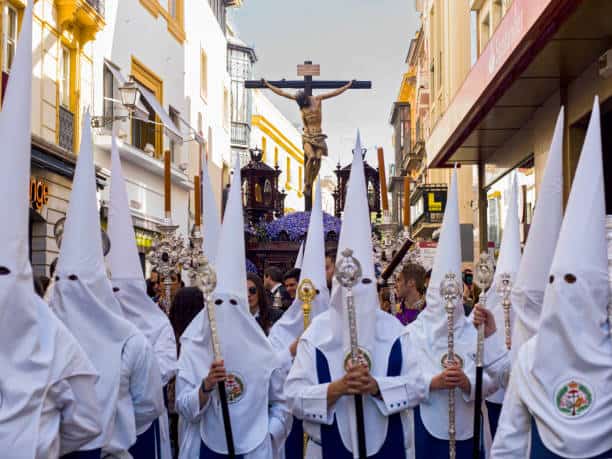 Nazarenos walking during the procession
